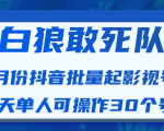 白狼敢死队最新抖音短视频批量起影视号（一天单人可操作30个号）视频课程-吗喽副业资源站