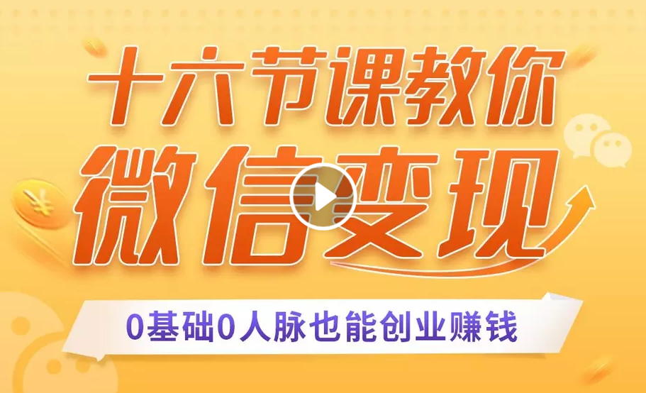 十六节课教你零基础微信变现，用单品打爆市场，每月收入超过10万+-吗喽副业资源站