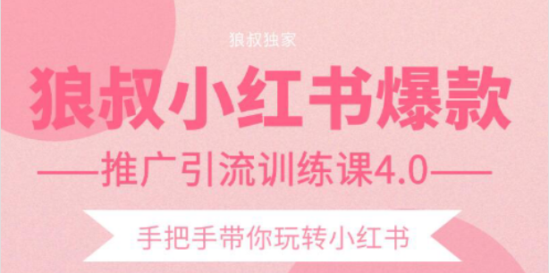狼叔小红书爆款推广引流训练课4.0，手把手带你玩转小红书-吗喽副业资源站