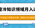 抖音冷知识领域月入过万项目，不适宜公开解决方案 ，抖音赚钱方式大解析！-吗喽副业资源站