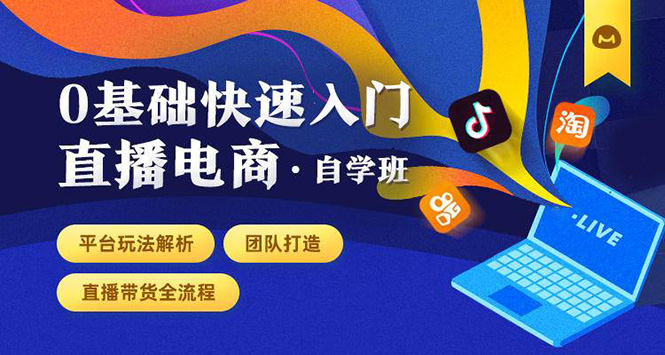 0基础快速入门直播电商课程：直播平台玩法解析-团队打造-带货全流程等环节-吗喽副业资源站