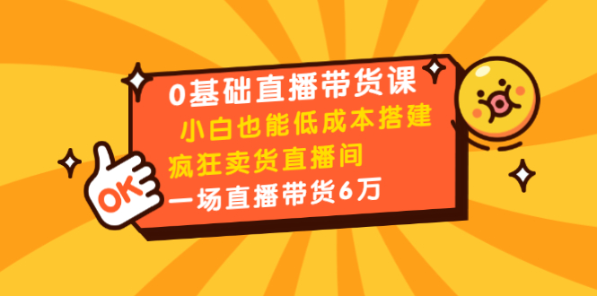 0基础直播带货课：小白也能低成本搭建疯狂卖货直播间：1场直播带货6万-吗喽副业资源站