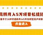 高鹏月入5万项目私徒班，基于个人IP打造的月入5万互利型高产项目！-吗喽副业资源站
