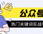 《公众号热门关键词实战引流特训营》5天涨5千精准粉，单独广点通每天赚百元-吗喽副业资源站