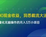 单日500现金收益，洞悉截流大法，一个批量化无脑操作的月入3万小项目-吗喽副业资源站