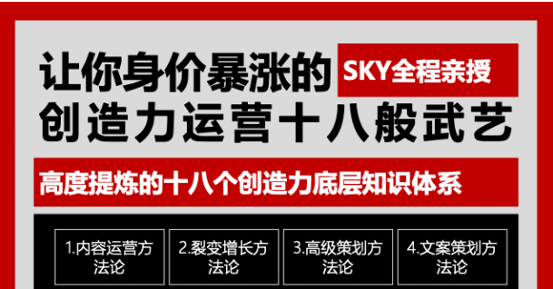 让你的身价暴涨的创造力运营十八般武艺 高度提炼的18个创造力底层知识体系-吗喽副业资源站
