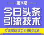 今日头条引流技术第9期，打造爆款稳定引流 百万阅读玩法，收入每月轻松过万-吗喽副业资源站