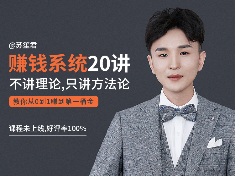 苏笙君的赚钱系统20课 教你从0到1赚到你的第一桶金（不讲理论，只讲方法论）-吗喽副业资源站