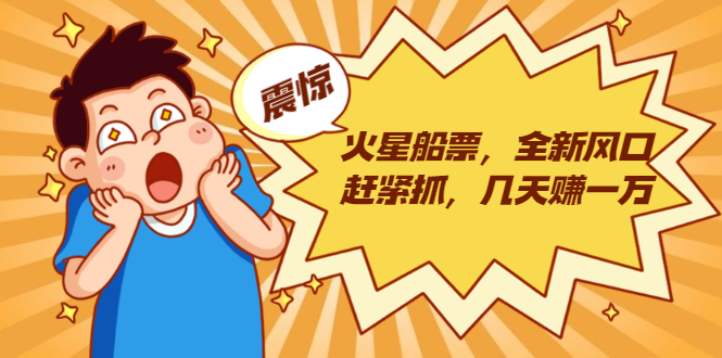 火星船票，全新风口赶紧抓，几天赚一万+摆地摊卖尾货月入一万（5个项目）-吗喽副业资源站