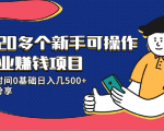 20多个新手可操作的副业赚钱项目：业余时间0基础日入几500+实操分享-吗喽副业资源站