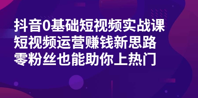 抖音0基础短视频实战课，短视频运营赚钱新思路，零粉丝也能助你上热门-吗喽副业资源站