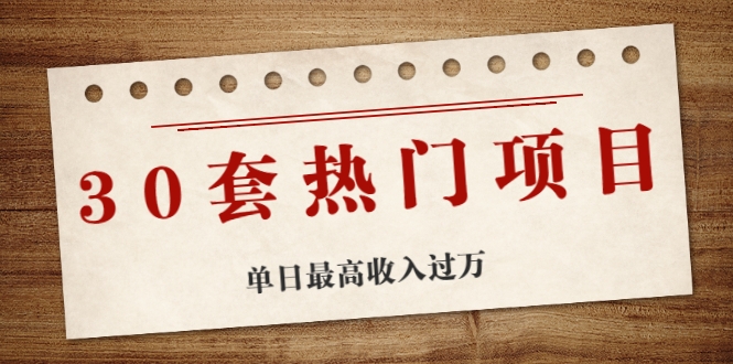 30套热门项目：单日最高收入过万 (网赚项目、朋友圈、涨粉套路、抖音、快手)等-吗喽副业资源站