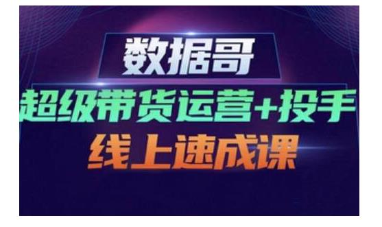 数据哥·超级带货运营+投手线上速成课，快速提升运营和熟悉学会投手技巧-吗喽副业资源站