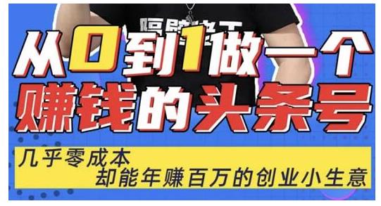 佬王·从0到1做一个赚钱的头条号，几乎零成本，却能年赚百万的创业项目-吗喽副业资源站