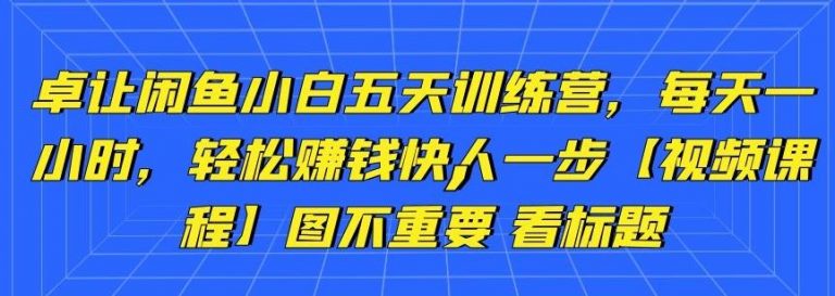 卓让闲鱼小白五天训练营，每天一小时，轻松赚钱快人一步-吗喽副业资源站