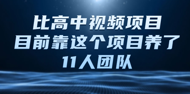 比高中视频项目，目前靠这个项目养了11人团队【视频课程】-吗喽副业资源站