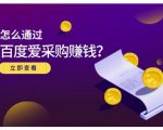 大王·怎么通过百度爱采购赚钱，已经通过百度爱采购完成200多万的销量-吗喽副业资源站