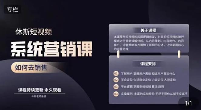 休斯短视频系统运营大课，你掌握核心的运营思维 价值7800元-吗喽副业资源站