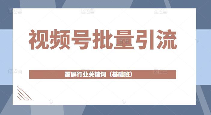 视频号批量引流，霸屏行业关键词（基础班）全面系统讲解视频号玩法-吗喽副业资源站