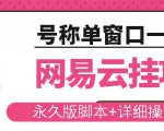 网易云挂机项目云梯挂机计划，永久版脚本+详细操作视频-吗喽副业资源站