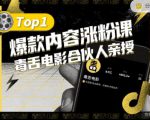【毒舌电影合伙人亲授】抖音爆款内容涨粉课，5000万抖音大号首次披露涨粉机密-吗喽副业资源站