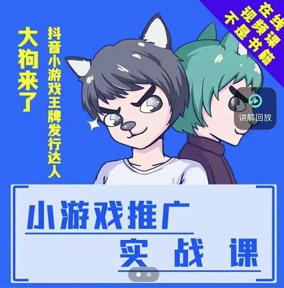 大狗来了：小游戏推广实战课，带你搭建一个游戏推广变现账号-吗喽副业资源站