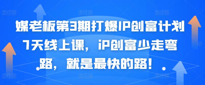 媒老板第3期打爆IP创富计划7天线上课，iP创富少走弯路，就是最快的路！-吗喽副业资源站