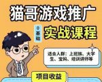 猫哥·游戏推广实战课程，单视频收益达6位数，从0到1成为优质游戏达人-吗喽副业资源站