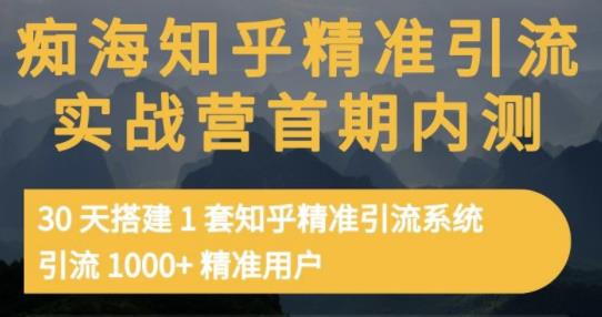痴海知乎精准引流实战营1-2期，30天搭建1套知乎精准引流系统，引流1000+精准用户-吗喽副业资源站