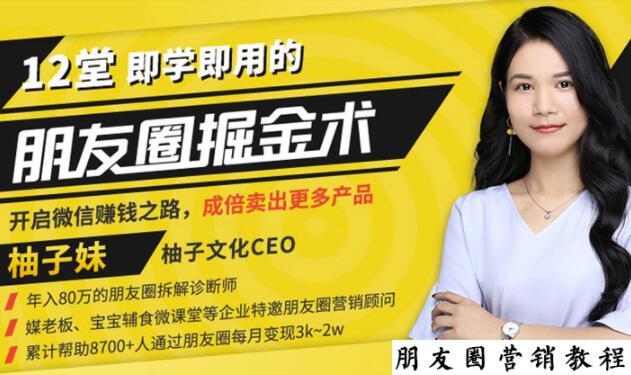 【营销必学】12堂学之即用的朋友圈掘金术：开启你的副业赚钱之路-吗喽副业资源站