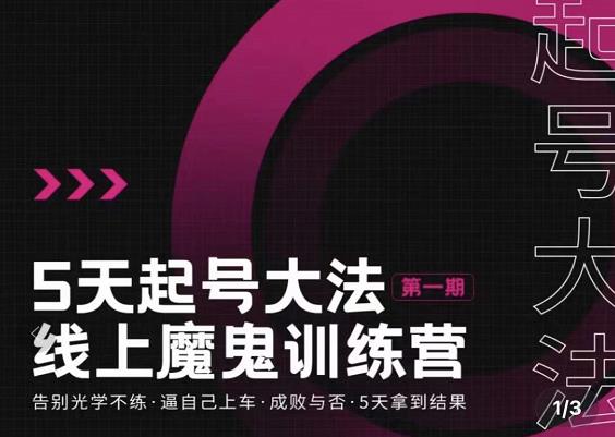 大播·五天起号魔鬼训练营，告别光学不练，逼自己上车，成败与否，5天拿到结果-吗喽副业资源站