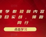 10堂速学微短剧内容制作标准与项目实战，领跑80%同行-吗喽副业资源站