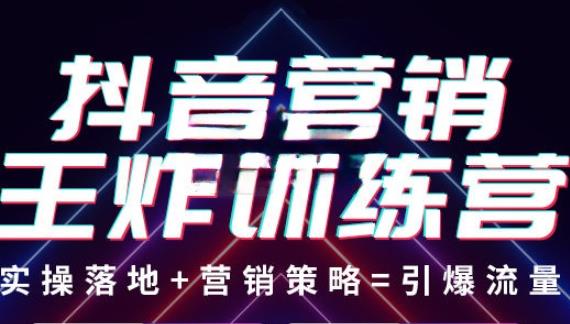 抖音营销王炸训练营，实操落地+营销策略=引爆流量（价值8960元）-吗喽副业资源站