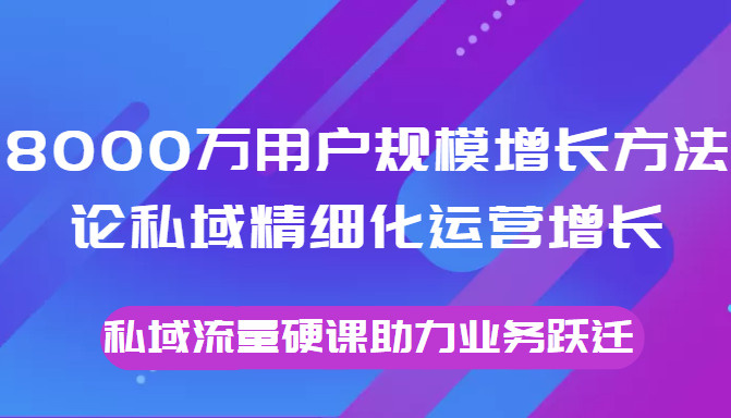 8000万用户规模增长方法论私域精细化运营增长，私域流量硬课助力业务跃迁-吗喽副业资源站
