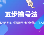 五步撸号法，掌握百万分析的抖课账号核心技能，从逻辑到实操-吗喽副业资源站