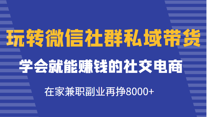 玩转微信社群私域带货，学会就能赚钱的社交电商，在家兼职副业再挣8000+-吗喽副业资源站
