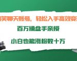 搞笑聊天账号，轻松入手高效变现，百万操盘手亲授，小白也能涨粉数十万-吗喽副业资源站