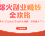爆火副业赚钱全攻略：实打实演练/学完就能用/全渠道赚钱，带普通人月入３万元-吗喽副业资源站