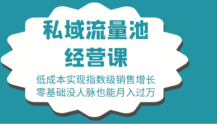 16堂私域流量池经营课：低成本实现指数级销售增长，零基础没人脉也能月入过万-吗喽副业资源站