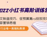 2022小红书高阶训练营：爆文制造技巧，低预算高roi投放技巧，内容营销思维-吗喽副业资源站