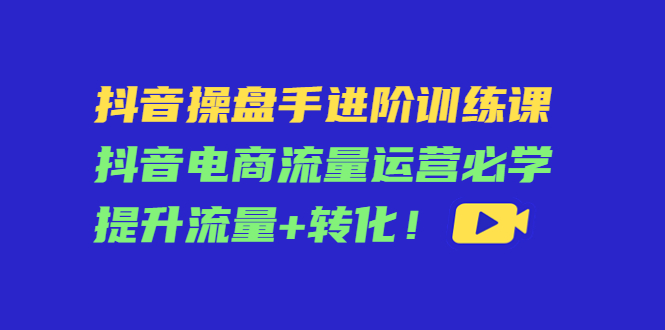 抖音操盘手进阶训练课：抖音电商流量运营必学，提升流量+转化-吗喽副业资源站