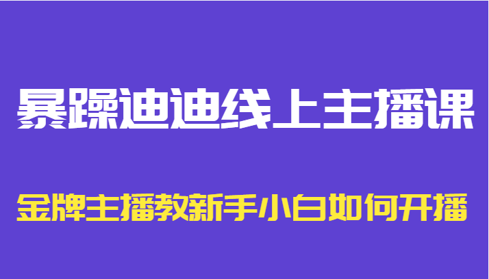 暴躁迪迪线上主播课，金牌主播教新手小白如何开播-吗喽副业资源站