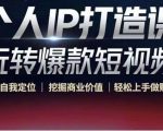 个人IP打造课-玩转爆款短视频，明确自我定位|挖掘商业价值|轻松上手做账号（无水印）-吗喽副业资源站