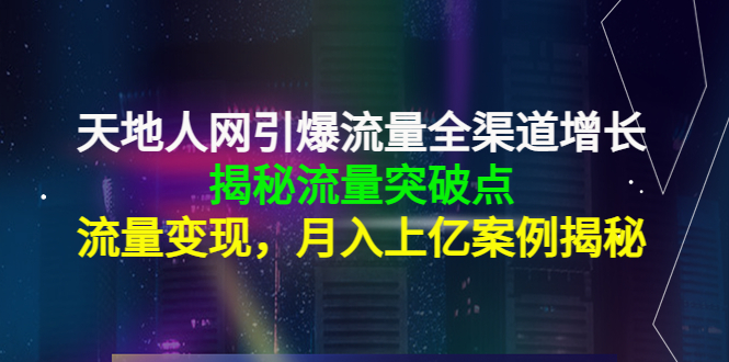 天地人网引爆流量全渠道增长：揭秘流量突然破点，流量变现，月入上亿案例-吗喽副业资源站