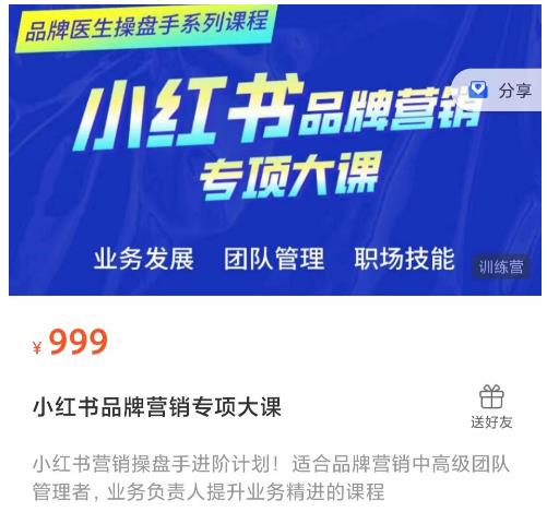小红书品牌营销专项大课，操盘手进阶，一套能让你提升业务精进的课程-吗喽副业资源站
