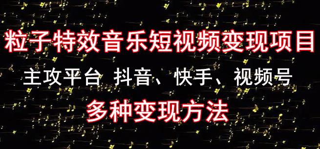 黄岛主《粒子特效音乐短视频变现项目》主攻平台抖音、快手、视频号多种变现方法-吗喽副业资源站