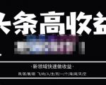 头条高收益批量操作，2023新领域快速做收益，头条号零基础轻松上手-吗喽副业资源站