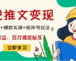 小说推文训练营：引流技巧+爆款实操+矩阵号玩法，百倍效益、百万播放秘笈-吗喽副业资源站