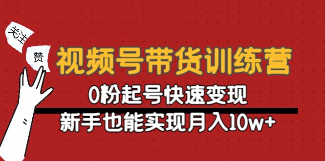 视频号带货训练营：0粉起号快速变现，新手也能实现月入10w+-吗喽副业资源站