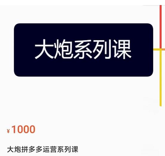 大炮拼多多运营系列课，各类​玩法合集，拼多多运营玩法实操-吗喽副业资源站